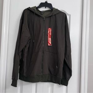 NWT Eddie Bauer mens supersoft full zip hoodie jacket green medium